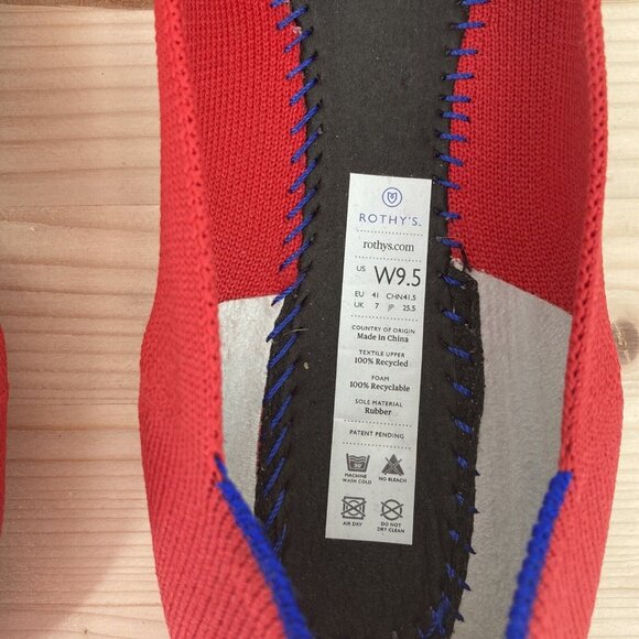 Rothy's Chili Red The Flat Womens Size 9.5 Cap Toe Ballerina Slip On Shoes - Picture 6 of 11